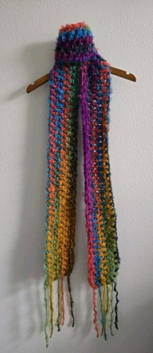 New BOHO Handmade Long Mohair Wool Blend Skinny Scarf Soft Fluffy Fringe 4x82 in - Picture 3 of 4