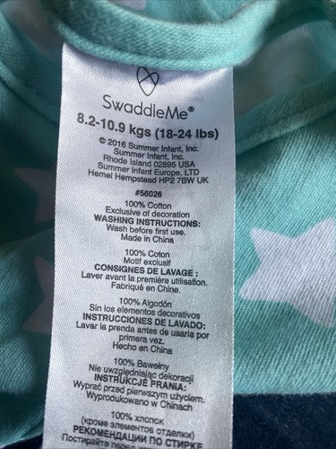 Swaddle Me Baby sleeping bag pod 18-24lbs 8.1kg-10.8kg lightweight cotton blue - Picture 8 of 8