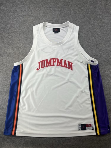 Nike retro Jordan Air  Jumpman Jersey 3XL LOGO Patches Satin Tank Top  White - Picture 2 of 12