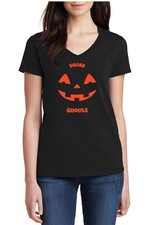 Image of Womens V-neck Squad Ghouls T Shirt Halloween Boo Party Scary Movies Costume Tee
