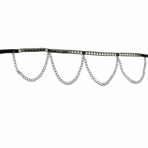 12mm 1 Row Pyramid Belt W/Single Chain Studded Leather UK Made Mens Belt B859 - Picture 4 of 5