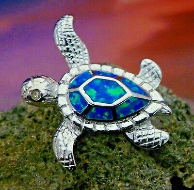 Sterling Silver Antiqued Finish Lapis Turtle Chain Slide Pendant Sterling Silver Antiqued Finish Lapis Turtle Chain Slide Pendant