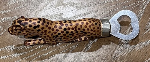 Vintage Hand Carved Seating Cheetah Bottle Opener - Picture 7 of 15