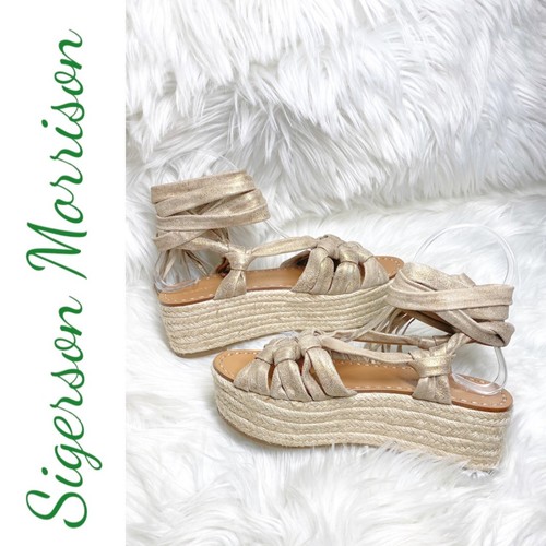 NWOB SIGERSON MORRISON COSIE Strappy Champagne Platform Wrap Sandal, Size 7 - Picture 6 of 16