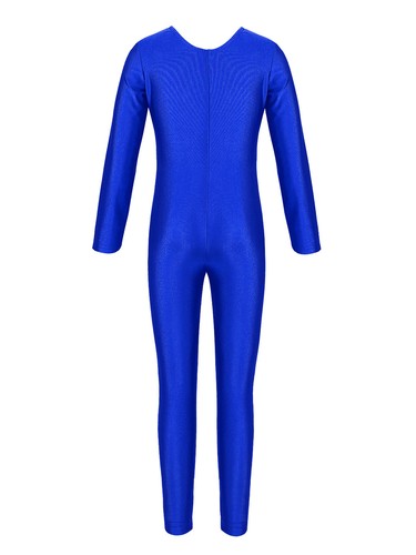 Girls Full Length Jumpsuit Fitness Long Sleeves Footless Sports Unitard Leotard - Picture 84 of 177