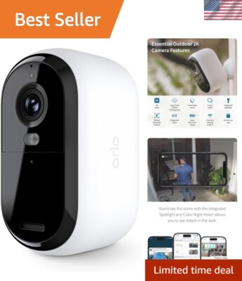 Stay Safe with Arlo 2K Indoor/Outdoor Security Camera - Wireless & Two-Way Audio