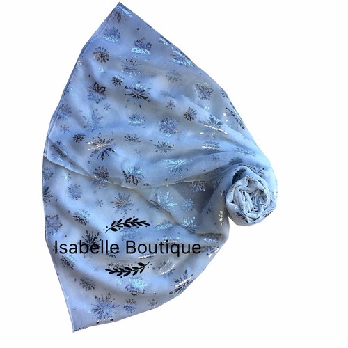 Ladies Christmas Gift Metallic Snowflake Foil Print Winter Scarf Women Shawl - Picture 5 of 14