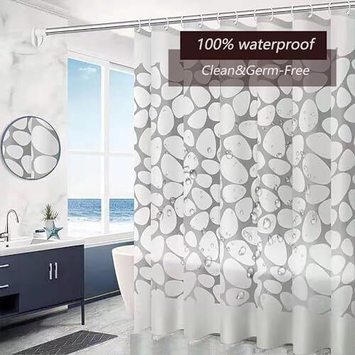Shower Curtain Liner, 4G PEVA Shower Liner, Plastic Waterproof Black Pebbles - Picture 3 of 5