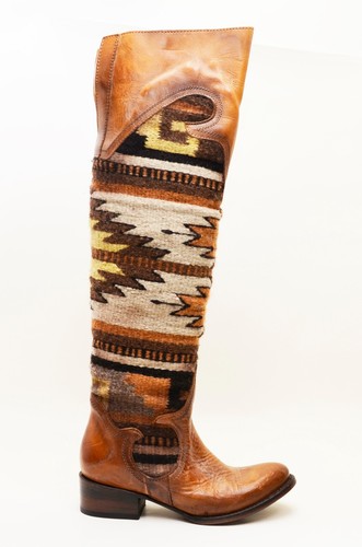 Stivali in pelle FREBIRD di Steven OTK SUN coperta messicana stile boho cognac taglia 6 - Foto 5 di 14