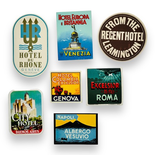 Lote de 20 etiquetas de equipaje de hotel vintage Italia Suiza Argentina Checoslovaquia - Imagen 6 de 7