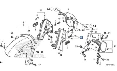 Honda 61120-MCA-S70ZA Left, Front Fender Cover Set (Force Silver
