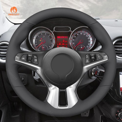 MEWANT Custom Black Genuine Leather Steering Wheel Wrap for Opel Adam 2012-2020 - Picture 3 of 10