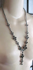 silver t-drop chain 30" necklace Logo Stunning lite grey gem