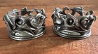 Two Pewter And Diamanté Tealight Holders Floral Decor Excellent Condition