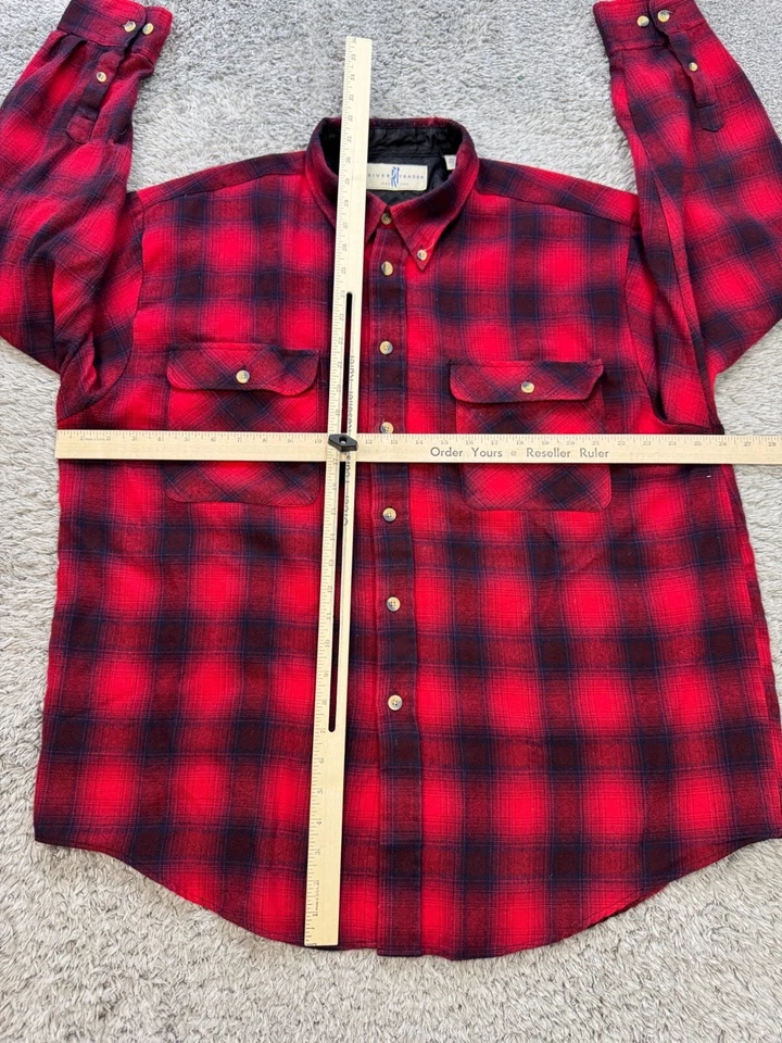 Vtg River Trader Jacket Mens XL Red Buffalo Plaid Acrylic Lined Flannel Shacket - Image 4 of 4