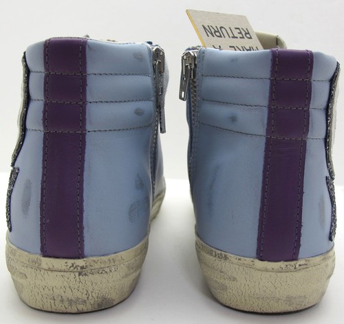 NEW GOLDEN GOOSE 36/6US Women's Slide Leather Light Blue w/Glitter Star GGDB/PE - Picture 7 of 19