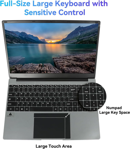 15.6''Laptop 12GB DDR4 512GB SSD, Quad-Core Intel Celeron N5095 Processors, 1080 - Picture 3 of 12