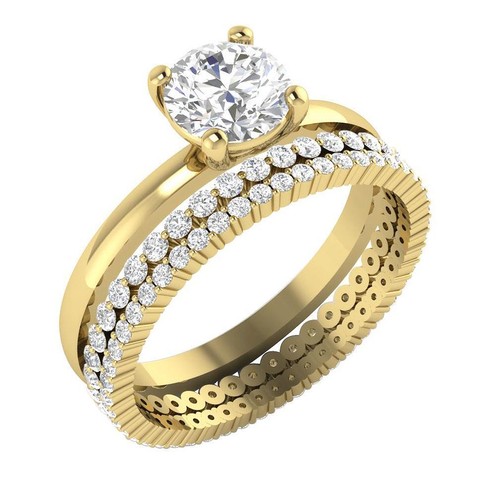 VS F 2.15 Ct Bridal Engagement Wedding Ring Set Lab Grown Diamond 10K Rose Gold - Picture 3 of 8