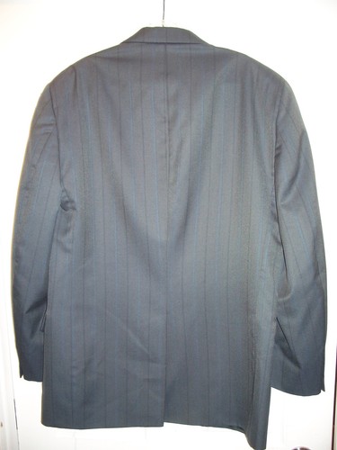 Brooke & Deane Talla 42L Gris con Pin Rayas Traje Chaqueta 100% Lana - Imagen 4 de 4