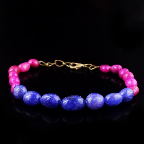 Fantastic Design Pink Ruby & Blue Sapphire 81.00 Cts Beaded Bracelet VK 46 E616 - Picture 2 of 3