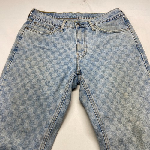 Pantalones de mezclilla de colección Levi's para hombre W30 X L32 azul claro algodón a cuadros pierna recta - Imagen 12 de 18