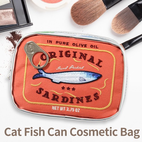 Canned Sardines Style Cosmetic Bag Creative Make Up Pockets Zipper Soft for Work - Picture 20 of 35