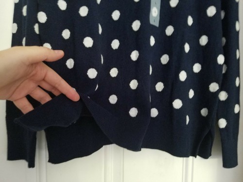 Women's Old Navy Cotton Rayon Navy Blue White Circle Relaxed Fit Knit Pullover L - Picture 7 of 12