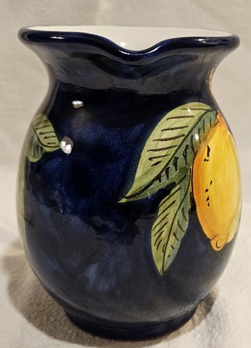 Il Veliero Anacapri Ceramic Pitcher Wiith Florentine Lemon On Navy Blue Color - Picture 2 of 8