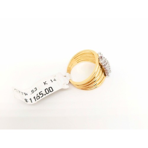 14k Gold 5 - Row .54ct Diamond Knuckle Ring Wide Diamond Stack Ring Diamond - Picture 7 of 9