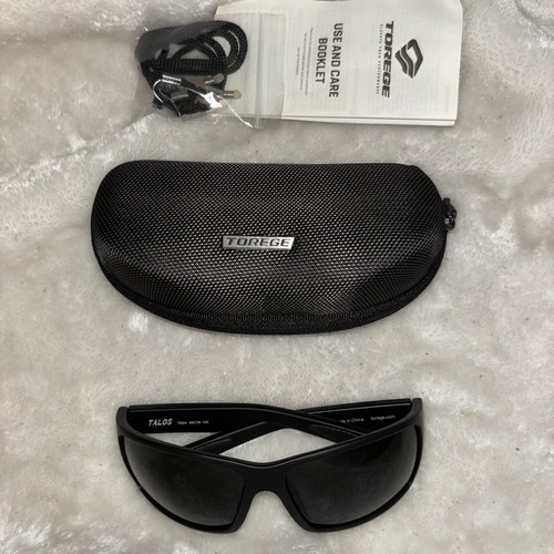 Torege Talos TR24 Black Biker 64x16 123 Sunglasses See Photos Shades W/ Zip Case - Picture 2 of 9