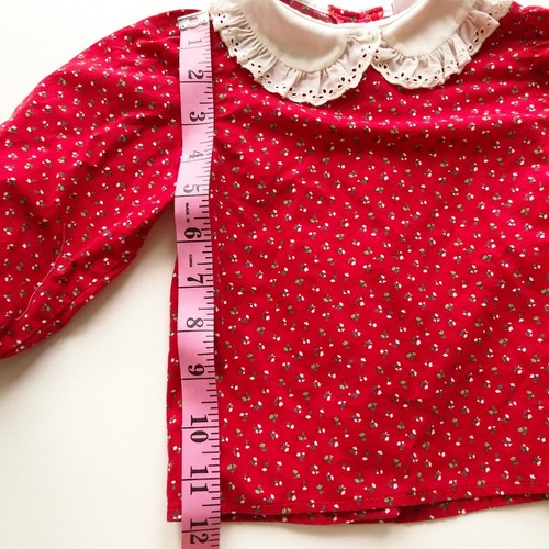 Conjunto de colección Bryan & Co Niñas Pana y Blusa Conjunto Rojo Verde Vacaciones Ojales Borde - Imagen 8 de 11