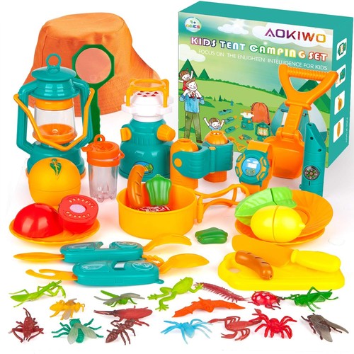 Aokiwo 45-teiliges Kinder Camping Zelt Set, Pop Up Spielzelt mit Campingausrüstung Werkzeug... - Bild 7 von 7