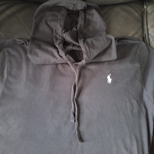 Polo Ralph Lauren Hoodie Mens XL Black Lightweight Pullover Shirt Cotton - Bild 2 von 4