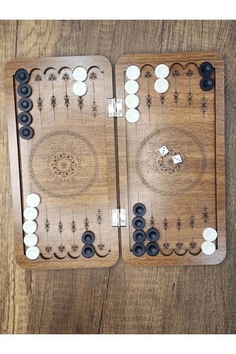 Mini Backgammon Travel Backgammon Pocket Backgammon 24x24 Custom S Leather Case - Picture 3 of 9