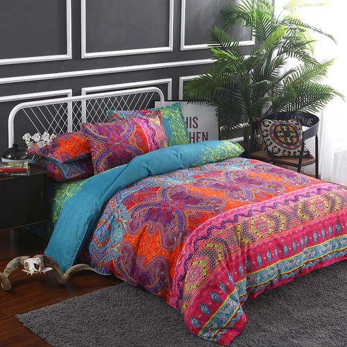 Soft Indian Boho Striped Duvet Cover Set Bedding Set Double King Size Pillowcase - Picture 13 of 161