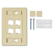 Belden AX101436 Plastic 4-Port 1-Gang Flush-mount Almond Interface Faceplate
