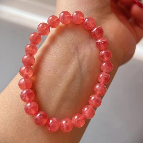 Natural Argentina Rose Rhodochrosite Gemstone Crystal Round Beads Bracelet 7.5mm - Picture 7 of 7
