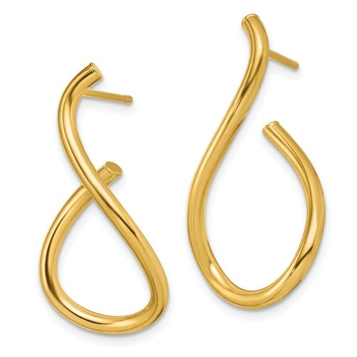 Italian 14k Yellow Gold High Polished 29.5mm Twisted Teardrop Dangler Earrings - Picture 2 of 2