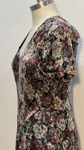 Vtg 90s Nostalgia Floral Gypsy Velour Goth Elegant Romantic Maxi Dress Medium - Picture 14 of 18