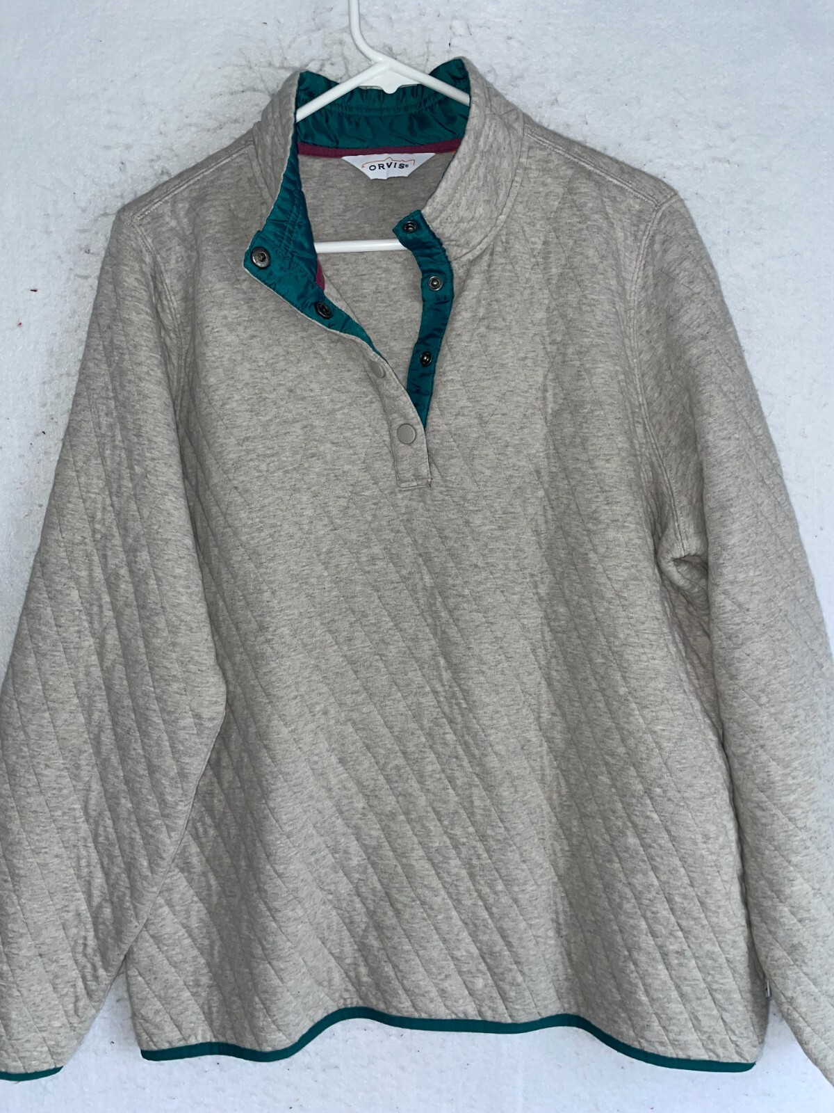 Orvis Trout Bum Quilted 1/4 Snap Pullover Sweatshirt Mens Sz L Gray Long Sleeve eBay