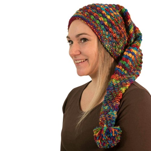 Strickmütze Zipfelmütze Bommel Mütze Wolle Wollmütze Lange Zipfelmütze Rainbow - Bild 3 von 4
