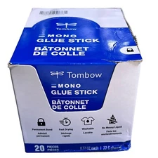 Tombow Mono Glue Stick 20 Pieces Permanent Fast Drying & Washable 0.77 Oz Each