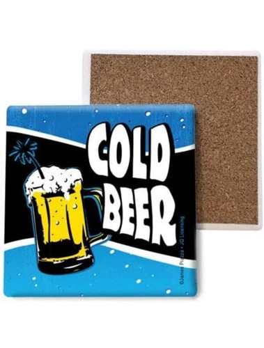 Juego de 4 posavasos de piedra absorbente Cold Bear para hombre barra de cueva o garaje - Imagen 2 de 2