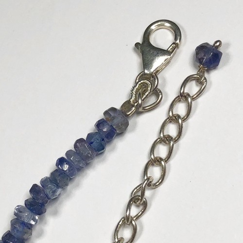 .925 Sterling Silver Faceted Iolite Beaded Necklace 17-19" - Picture 4 of 4