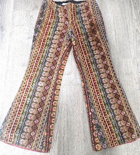 Gorgeous Vintage 60s Carpet Tapestry Pants Flared Legs Multicolored Waist 30" - Picture 4 of 14