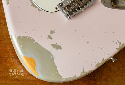 2004 Fender USA Stratocaster Shell Pink over Shoreline Silver nitro relic - Picture 16 of 16