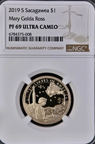 2019 S $1 NGC PF69 ULTRA CAMEO MARY GOLDA ROSS ROCKETSHIP SET SACAGAWEA DOLLAR