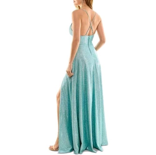 B Darlin Women's Juniors' High-Slit Glitter Prom Dress Sea Color Size 7/8 - Picture 2 of 5
