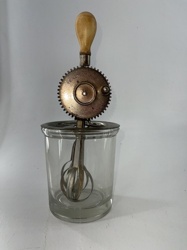 Vintage SUNLITE MILWAUKEE Holzgriff Eierschläger Handmixer mit Glasbehälter - Bild 1 von 7