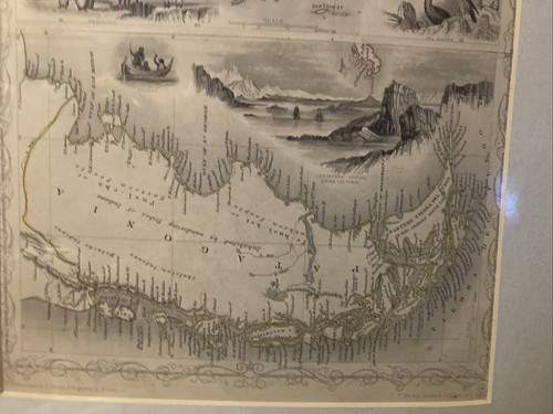 Authentic Orignal 1851 FALKLAND ISLANDS PATAGONIA ORGNL TALLIS RAPKIN MAP 11x14 - Picture 4 of 13